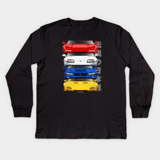 JDM Legends - Nsx, Skyline R34, Supra Mk4 & Rx-7 Kids Long Sleeve T-Shirt